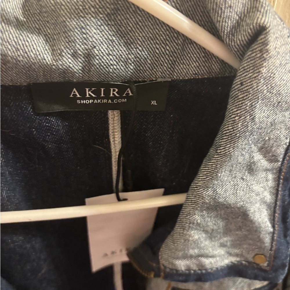 Cropped Light Denim Jacket with Dark Trim - Women's Jean Jacket - Picture 6 of 7